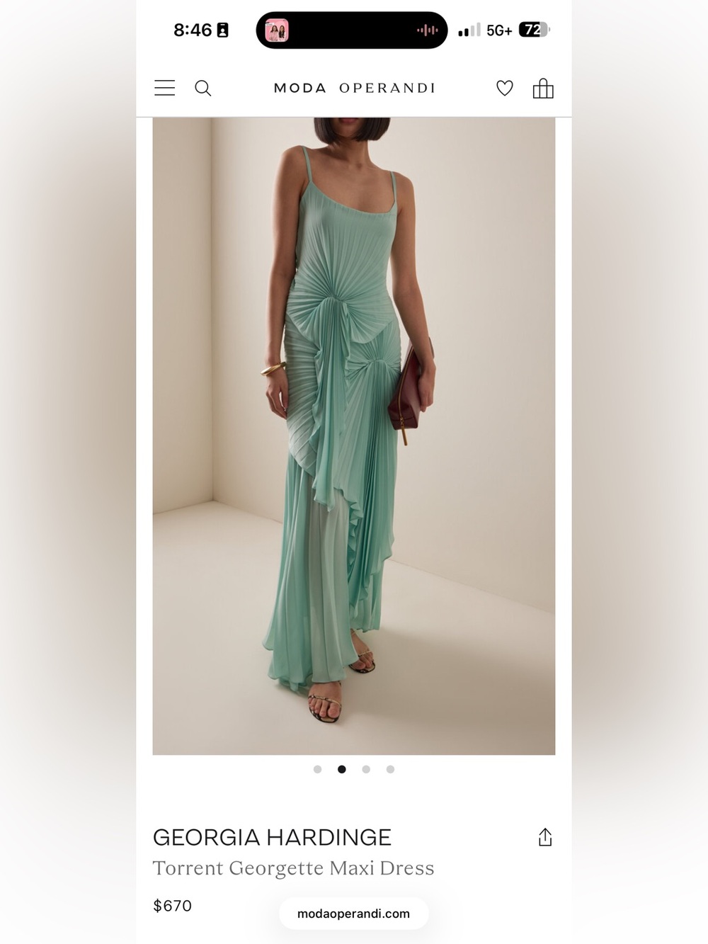 Georgia Hardinge Torrent Georgette Maxi Dress in Mint Green